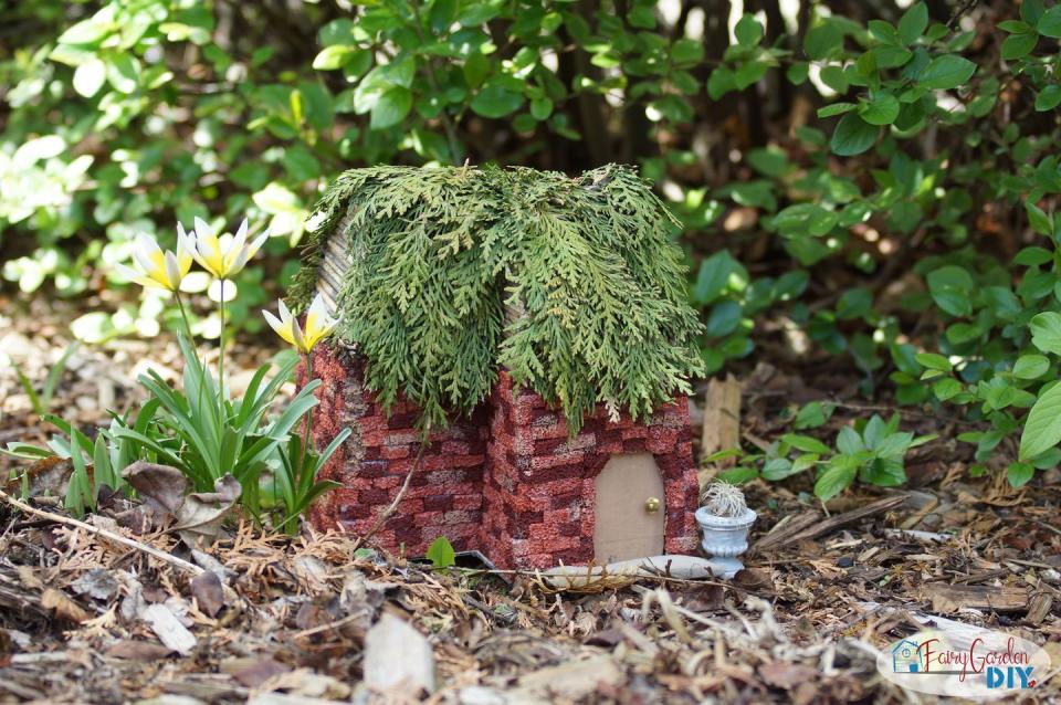 brick fairy garden house