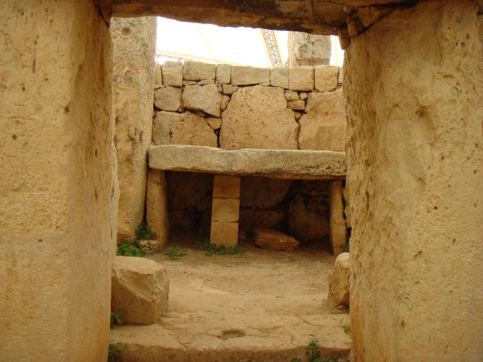 A temple in Malta is seen pictured from the inside.