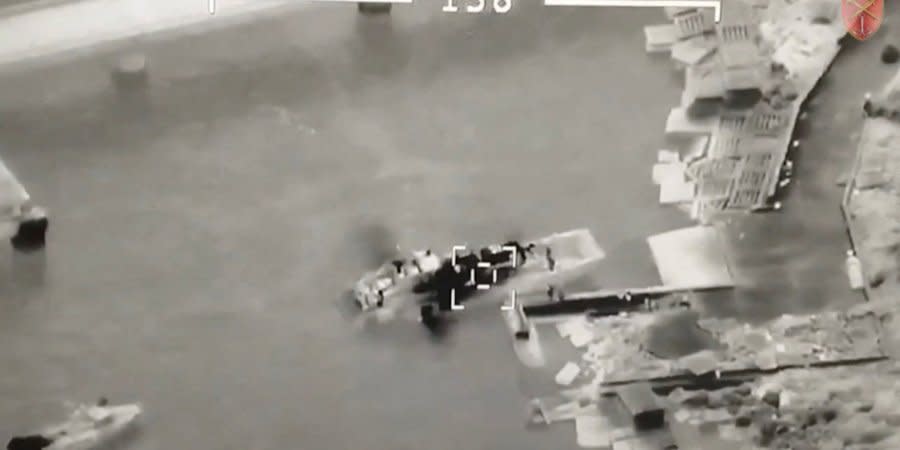 Bayraktar operator strikes at a Russian boat near Snake Island, May 7, 2022