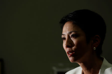 The Constitutional Democratic Party of Japan's lawmaker Renho speaks during an interview with Reuters in Tokyo, Japan, April 25, 2018. Picture taken on April 25, 2018. REUTERS/Toru Hanai