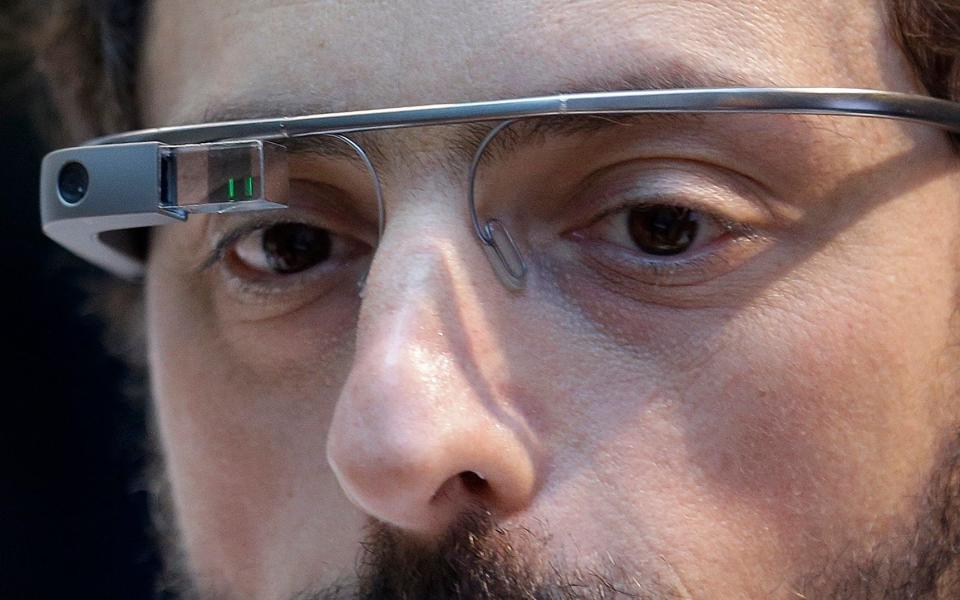 Sergey Brin wears a Google Glass - AP