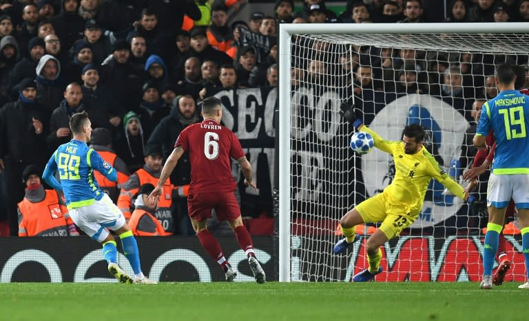 Wonder save: Liverpool's Alisson Becker denies Napoli's Arkadiusz Milik