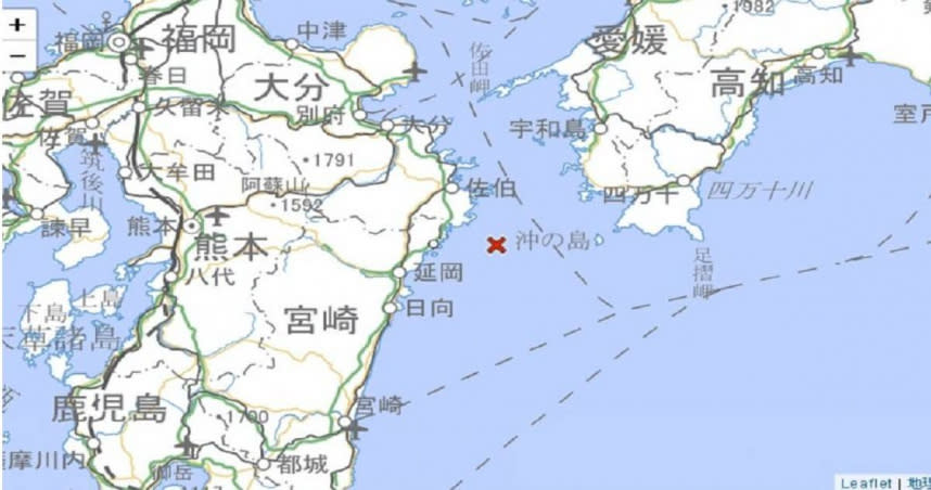 日本九州近海凌晨發生6.4地震。（圖／翻攝日本氣象廳）