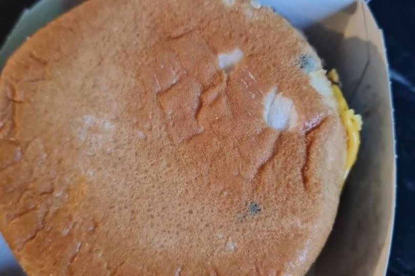 The mould was spotted before Mark took a bite of his McDonald's burger