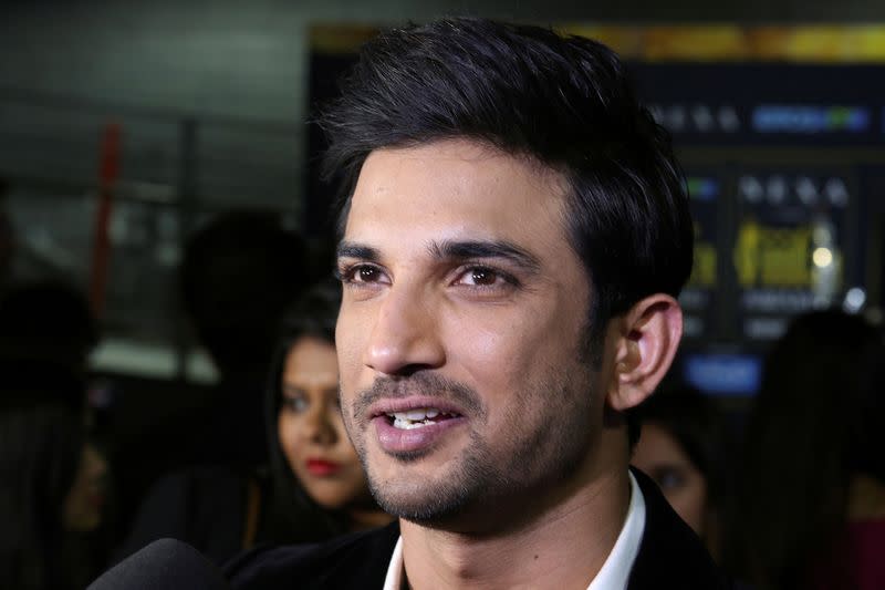 FILE PHOTO: Actor Sushant Singh talks to the media on the green carpet at the International Indian Film Academy Rocks show at MetLife Stadium in East Rutherford, New Jersey, U.S.