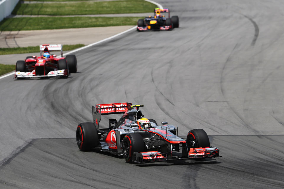 MONTREAL, CANADA - JUNE 10: Lewis Hamilton of Great Britain and McLaren drives during the Canadian Formula One Grand Prix at the Circuit Gilles Villeneuve on June 10, 2012 in Montreal, Canada. (Photo by Mark Thompson/Getty Images)