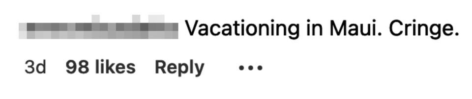 "Vacationing in Maui. Cringe"