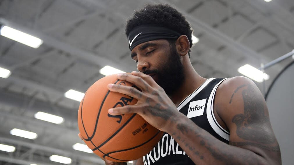 Kyrie Irving #11 of the Brooklyn Nets poses for a photograph during Media Day at HSS Training Center on September 27, 2019 in the Brooklyn borough of New York City. (Photo by Emilee Chinn/Getty Images)