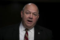 Federal Aviation Administration administrator Stephen Dickson testifies during a hearing of the Senate Commerce, Science, and Transportation Committee on Capitol Hill on Wednesday, June 17, 2020, in Washington. (Graeme Jennings/Pool via AP)