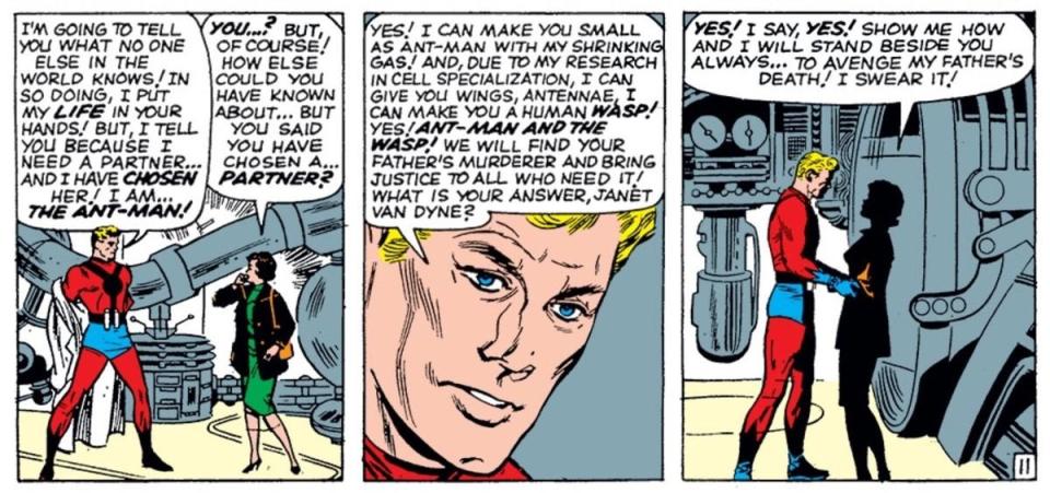 The 1963 Marvel Comics origin of the Wasp.