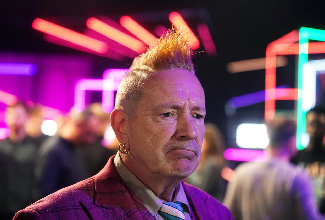 John Lydon of Public Image Ltd attends The Late Late show Eurosong Special Preview Press Day at RTE in Dublin ahead of the show to select Ireland's entry to this year's Eurovision. Picture date: Thursday February 2, 2023. (Photo by Brian Lawless/PA Images via Getty Images)