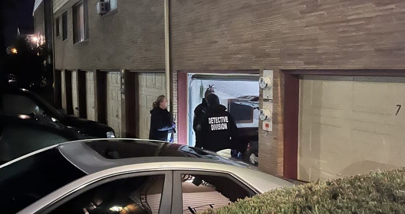 A search warrant was served at an apartment at Rose City Terrace as part of the Normandale Park shooting investigation, February 21, 2022 (KOIN)