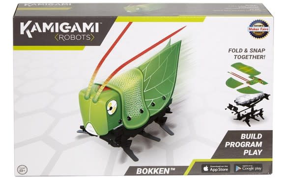 Mattel "Kamigami" robotics kit packaging featuring robotic grasshopper.