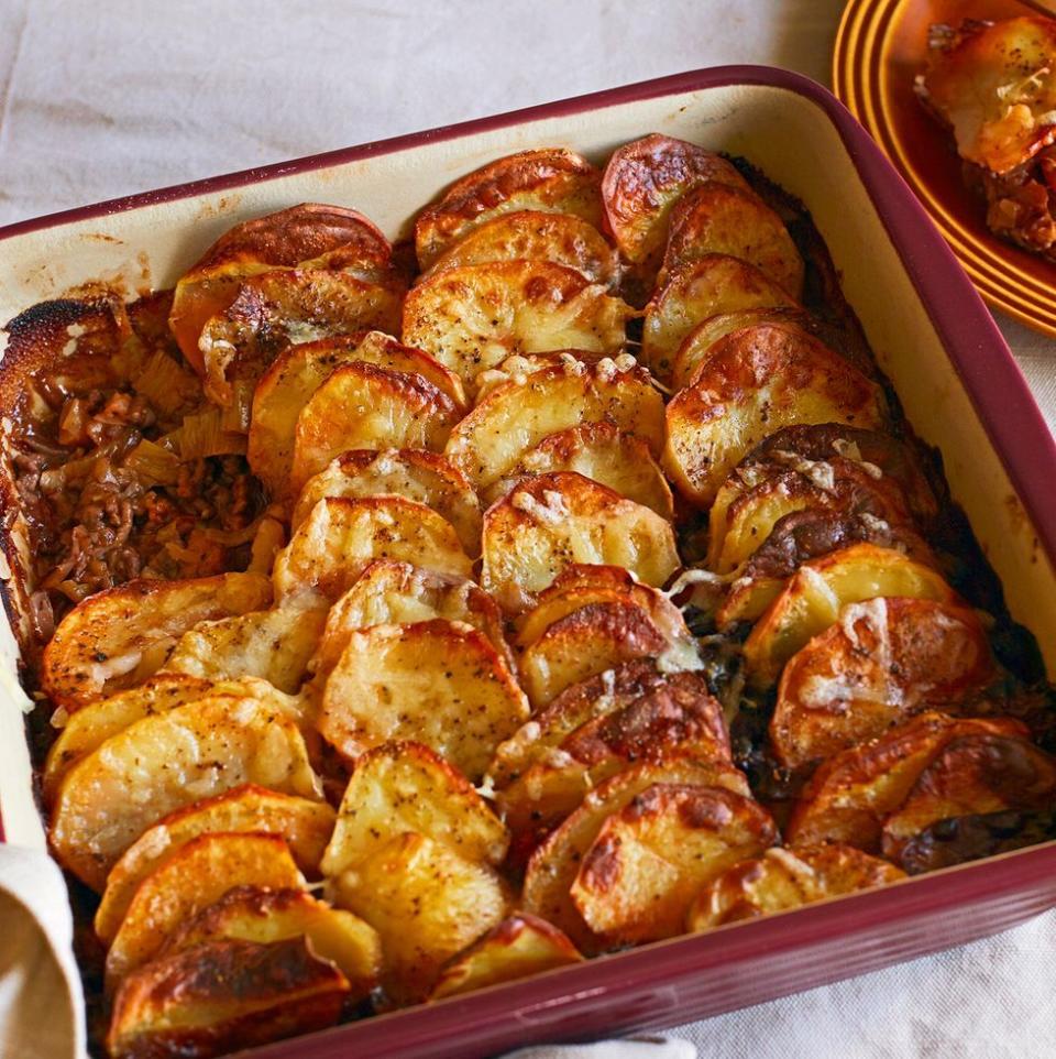 Cheesy Hasselback Topped Shepherd's Pie