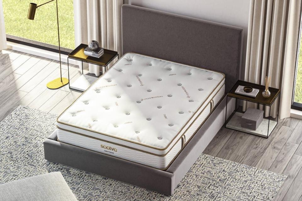 <p><a href="https://go.redirectingat.com?id=74968X1596630&url=https%3A%2F%2Fwww.saatva.com%2Fmattresses%2Fsaatva-latex-hybrid%3Fcoupon%3Dfrifvwdywrnmluog&sref=https%3A%2F%2Fwww.esquire.com%2Flifestyle%2Fa60746887%2Fsaatva-memorial-day-sale-2024%2F" rel="nofollow noopener" target="_blank" data-ylk="slk:Shop Now;elm:context_link;itc:0;sec:content-canvas" class="link ">Shop Now</a></p><p>Latex Hybrid Mattress</p><p>saatva.com</p><p>$1756.00</p>