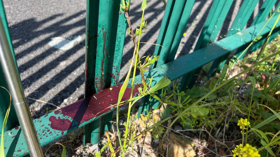 bloodstained fence