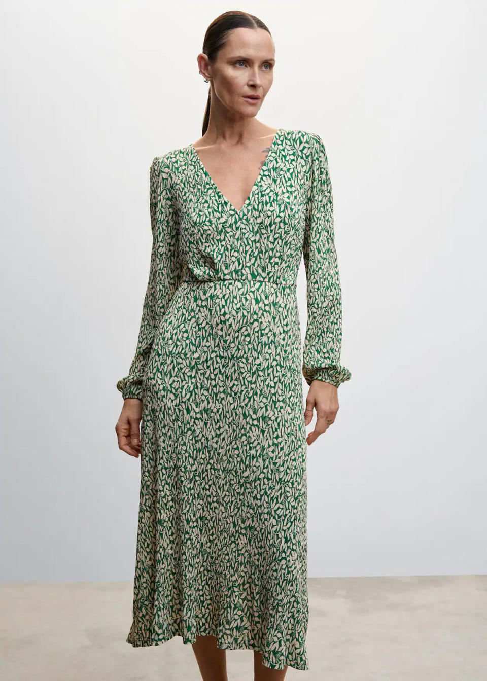 Textured printed dress. Image via Mango.