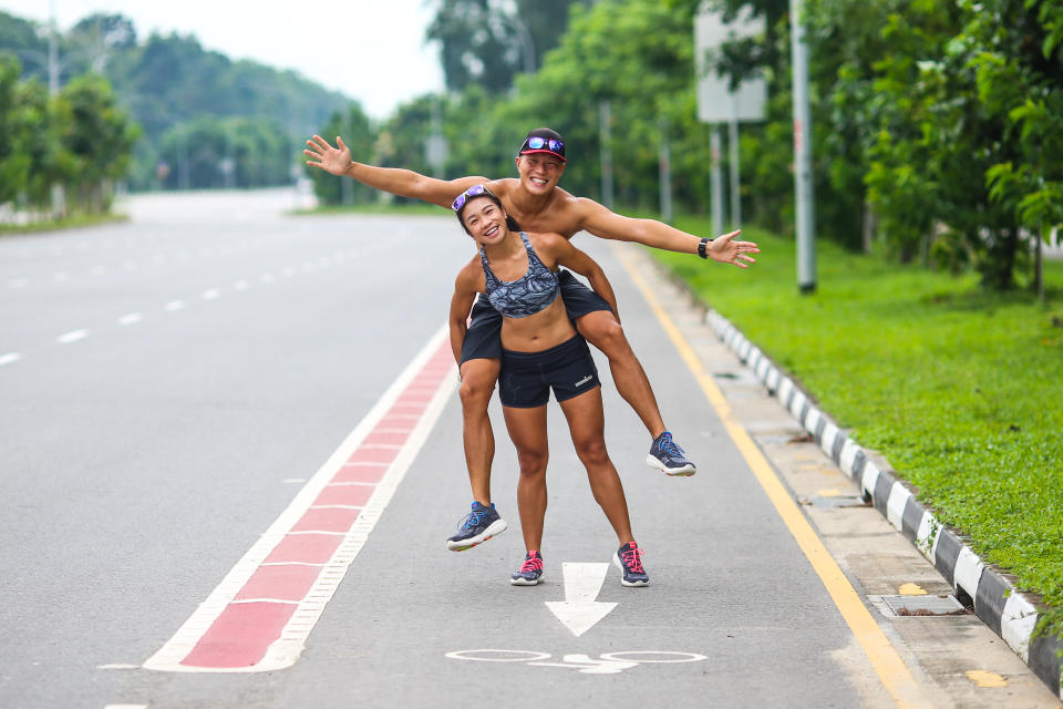 Both Arthur Tong and Elaine Young are passionate about supporting the local triathlon community. (PHOTO: Cheryl Tay)