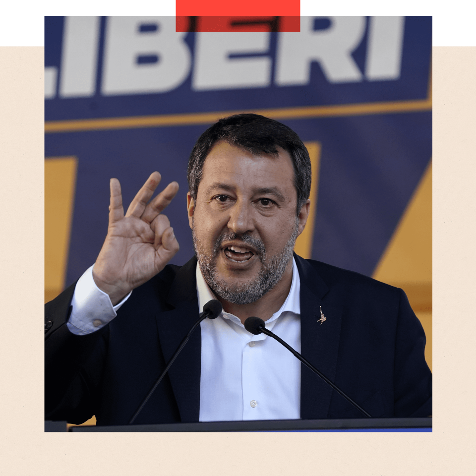 Matteo Salvini at a rally in Milan