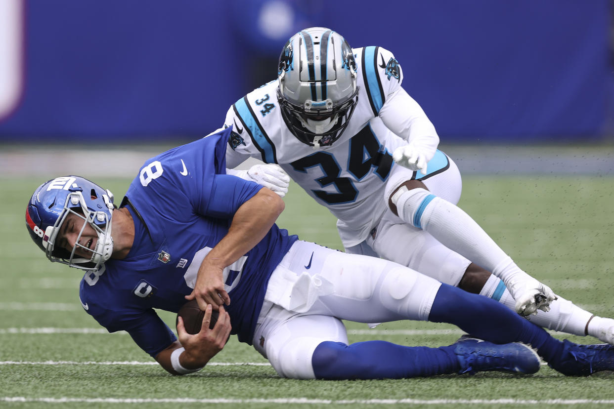 Daniel Jones is coming off another rough season for the New York Giants. (Photo by Al Bello/Getty Images)