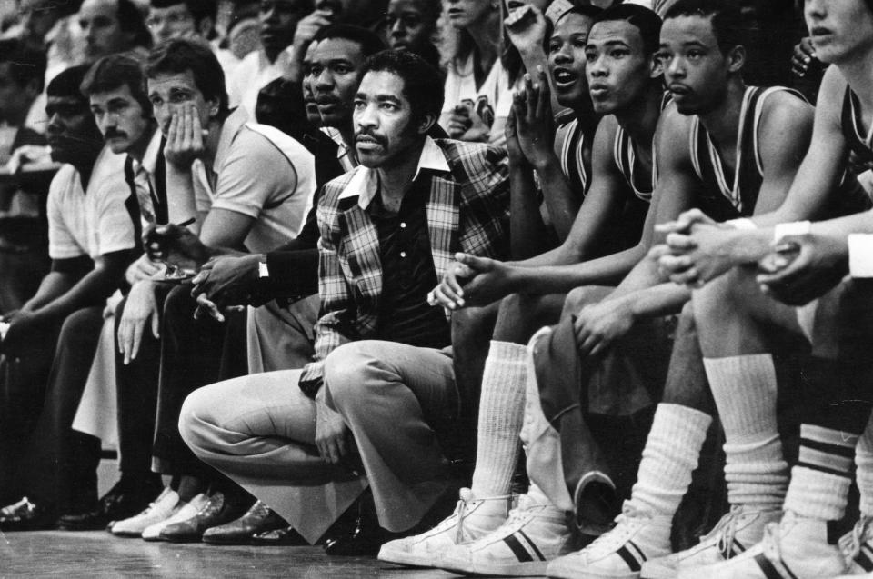 Floyd Andrews, shown here during his coaching career after Roosevelt High School was shut down, led the 1968 Roosevelt team to the state title in the first integrated state playoff. File photo