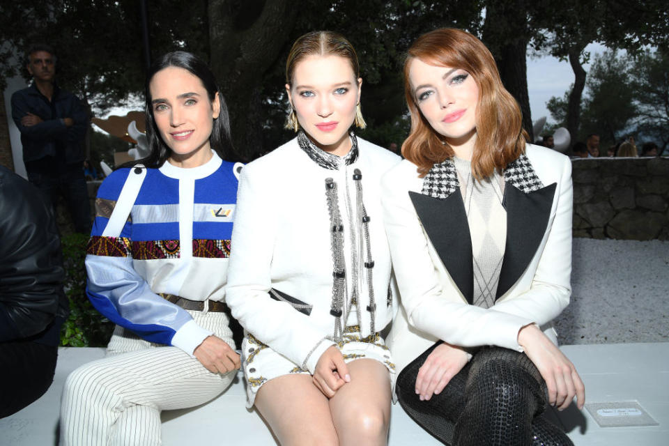 Jennifer Connelly, Léa Seydoux und Emma Stone zu Gast bei der Vorführung der „Louis Vuitton 2019 Cruise Collection“ in Saint-Paul-De-Vence. (Bild: Pascal Le Segretain/Getty Images for Louis Vuitton)