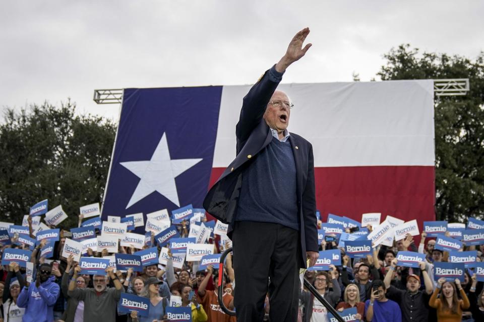 Bernie Sanders waves to supporters in Austin: Getty