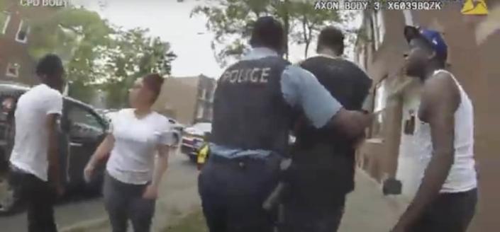 The arrest of Leroy Kennedy is shown in a screenshot of body cam footage. (Credit: ABC 7/YouTube)