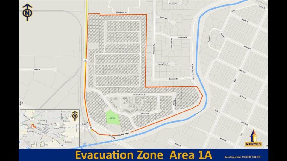 Evacuation warnings have been lifted for some areas near Bear Creek, according to the City of Merced. Images courtesy of City of Merced.