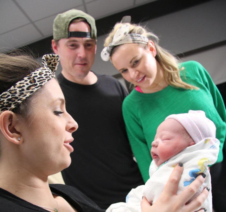 Baby Richard born to surrogate Kasia Birdwell and new mother Erica Gray. 