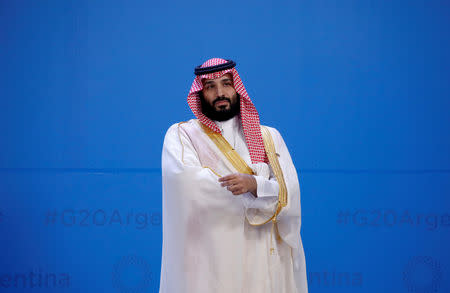 FILE PHOTO: Saudi Arabia's Crown Prince Mohammed bin Salman waits for the family photo during the G20 summit in Buenos Aires, Argentina November 30, 2018. REUTERS/Andres Martinez Casares/File Photo