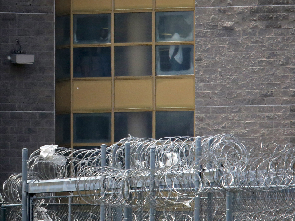 Inmates are seen at the Hudson County Correctional Center in Kearny, New Jersey.