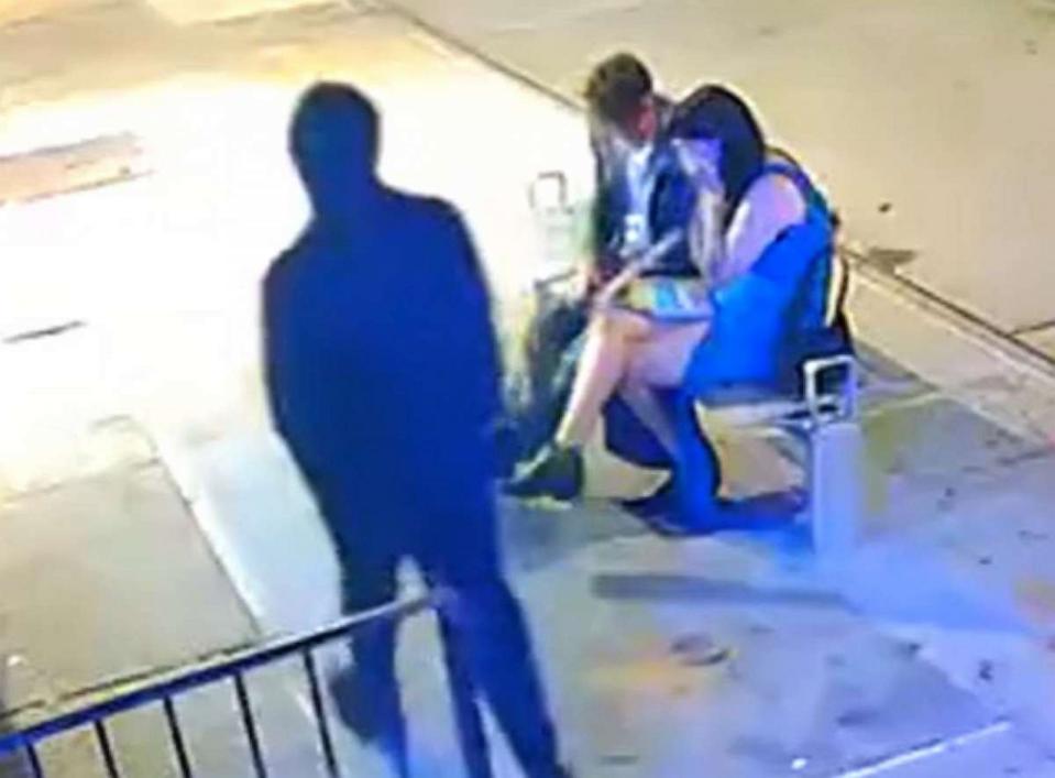 PHOTO: Ryan Carson and his girlfriend, seated, as well as the suspect are seen prior to the stabbing in this screengrab from a video that is part of the police investigation. (Obtained by ABC News)