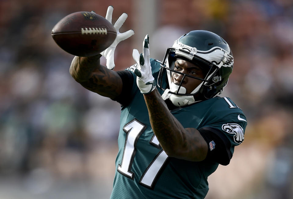 Alshon Jeffery is expected to miss two games with his shoulder injury. (AP Photo/Kelvin Kuo)