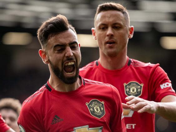 Bruno Fernandes celebrates scoring (Getty)