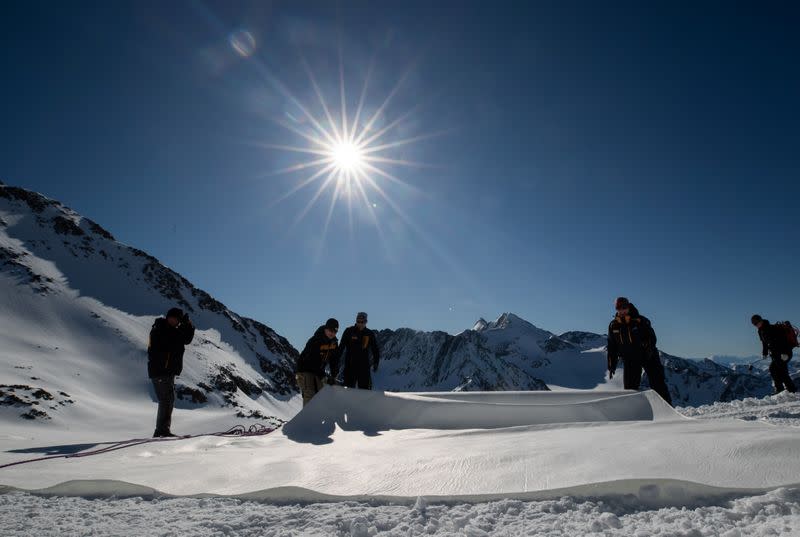 Austrians cover a glacier to protect it from global warming