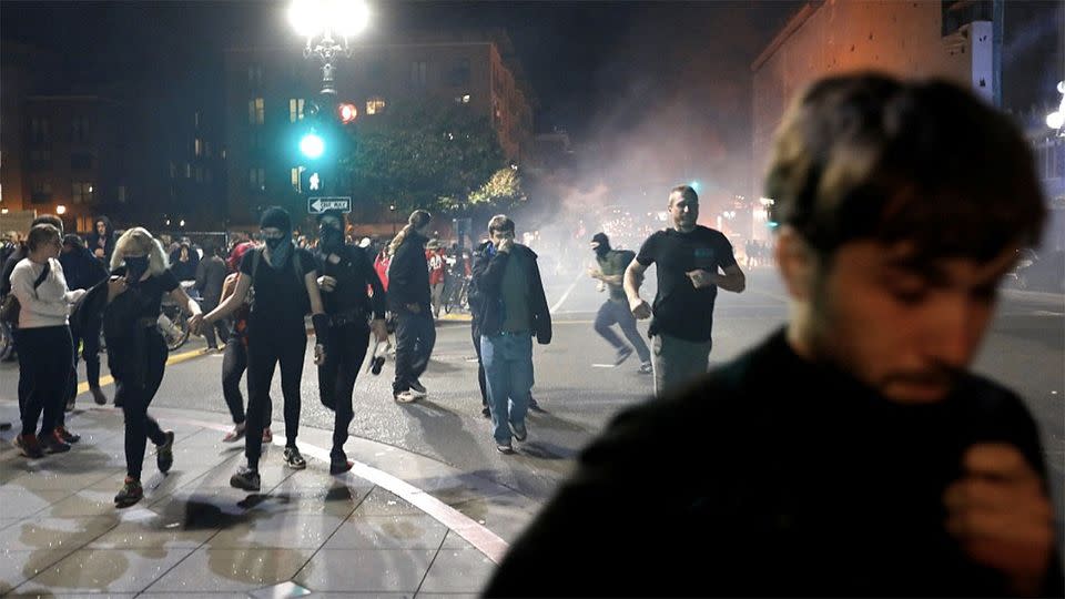 Police deployed tear gas during a demonstration in the Oakland. Photo: Reuters
