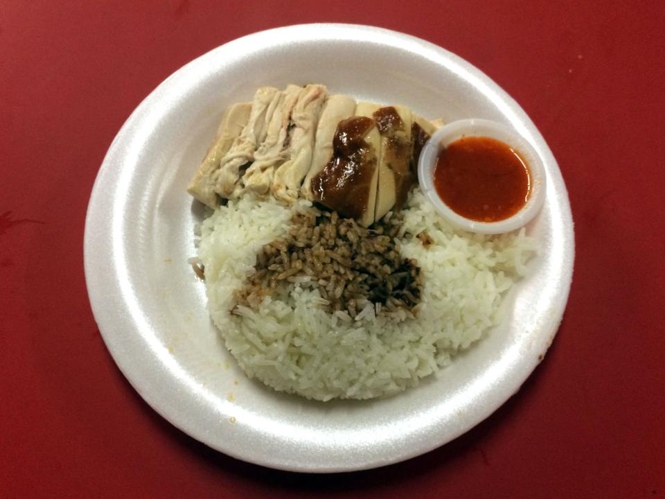 Chef Meng's once Michelin-starred meal, chicken and rice.