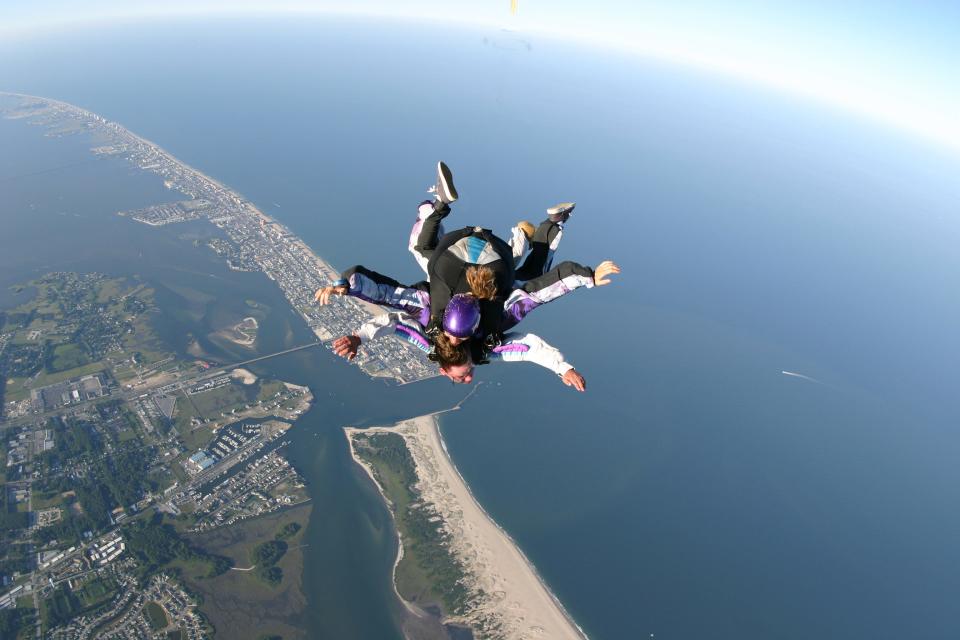 Tandem skydiving over the Atlantic Ocean coast in Maryland. (Photo provided by Skydive OC)
