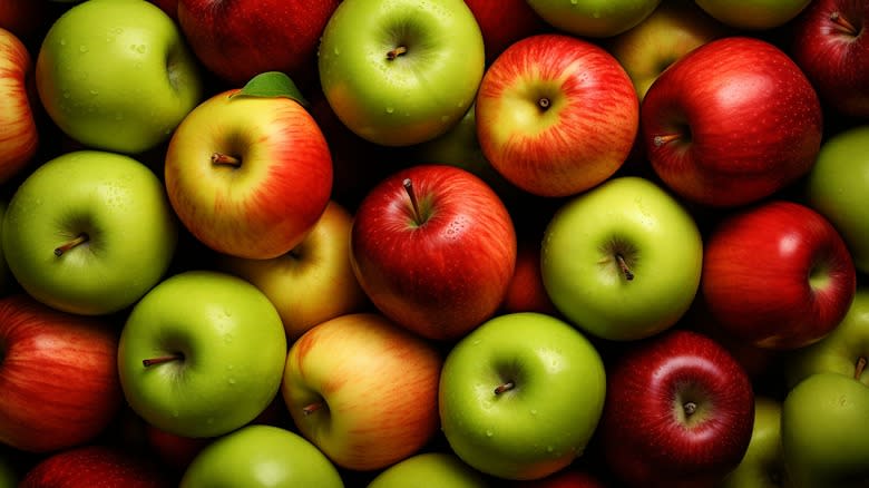 A variety of apples on display