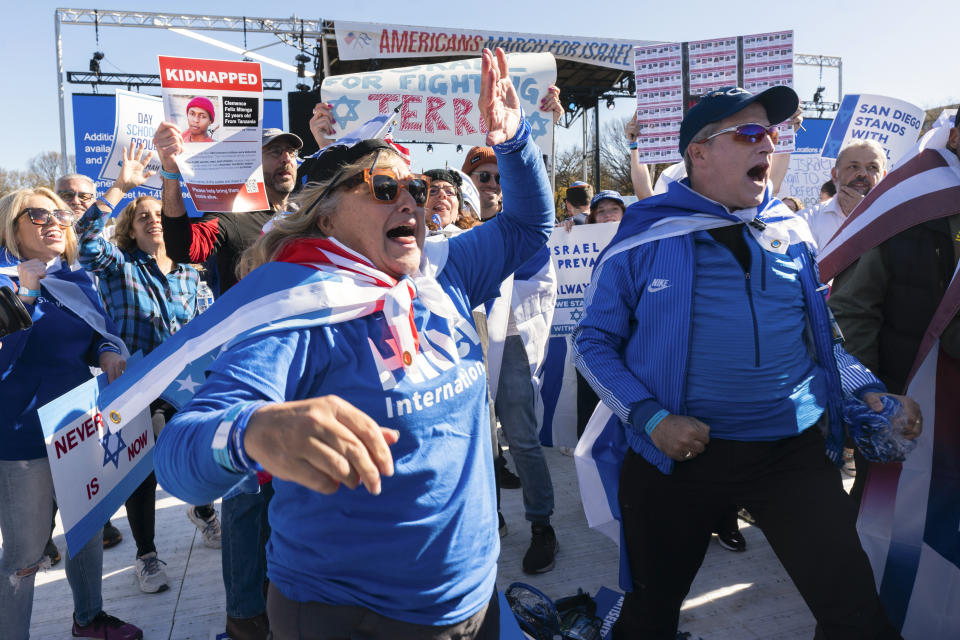 Participants rally on the National Mall at the March for Israel on Tuesday, Nov. 14, 2023, in Washington. (AP Photo/Manuel Balce Ceneta)