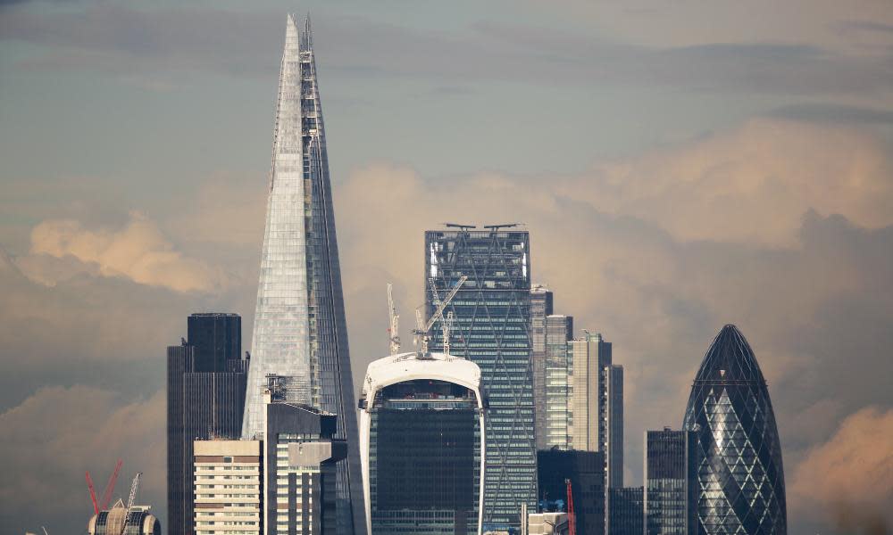 The cluster of skyscrapers atop the London skyline