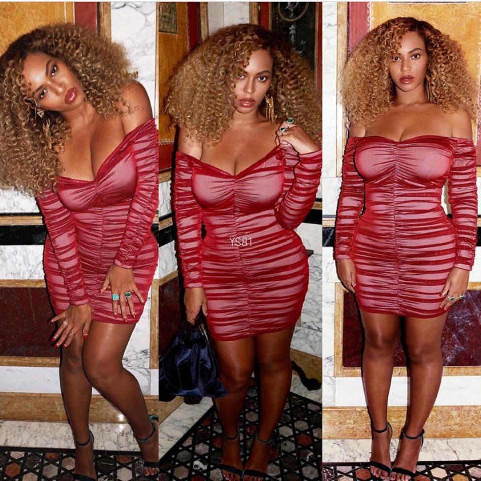 Beyoncé con su cabello rizado y luciendo sensacional. Instagram @houseofcb