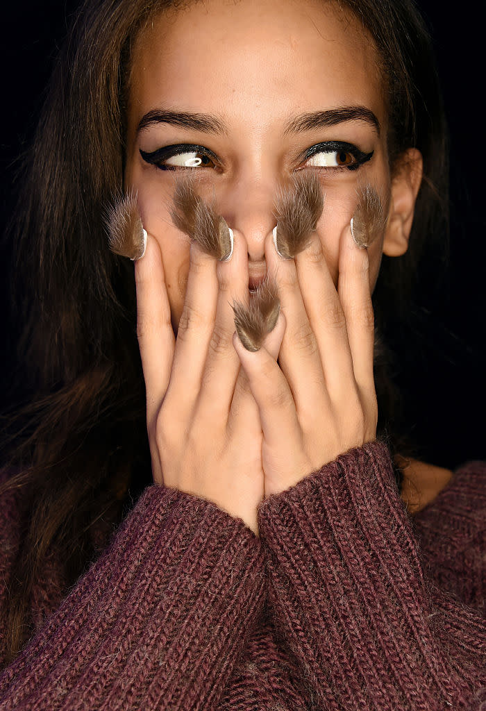 A model with furry nails