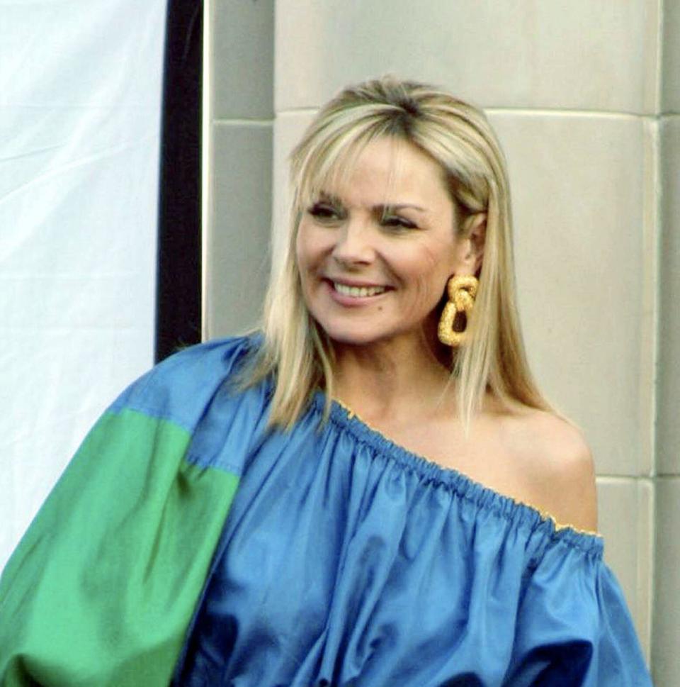 Kim Cattrall films a scene for 