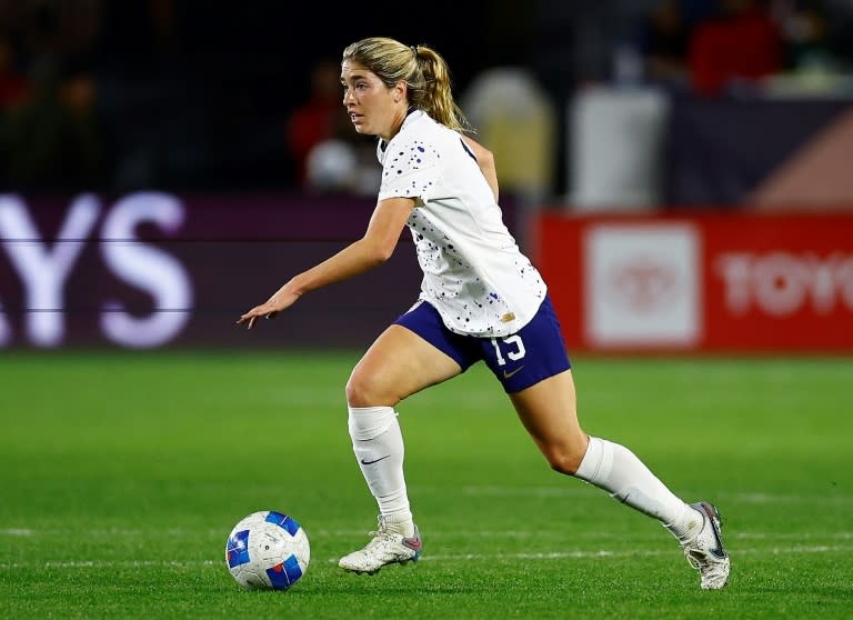 US women's national team midfielder Korbin Albert has sparked controversy on social media after reposting material critical of the LGBTQ community, a situation that sparked a social media response from retired US star and social justice champion Megan Rapinoe (RONALD MARTINEZ)