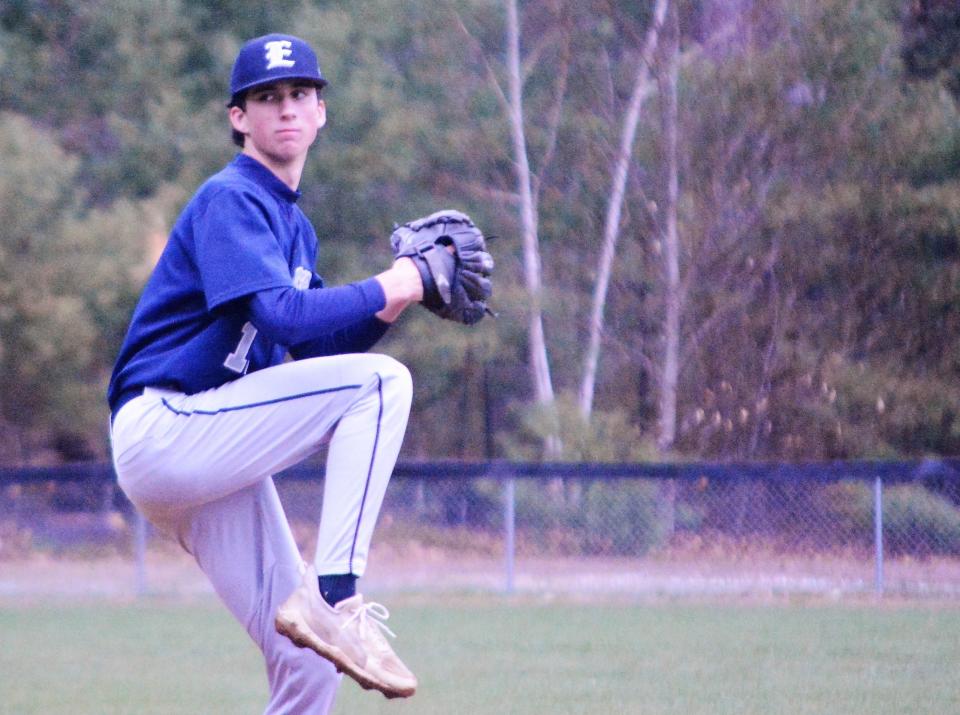 Cam Keaveney, seen here in a Division I regular-season game against Londonderry this season, was a staple on the mound this season for Exeter Post 32.
