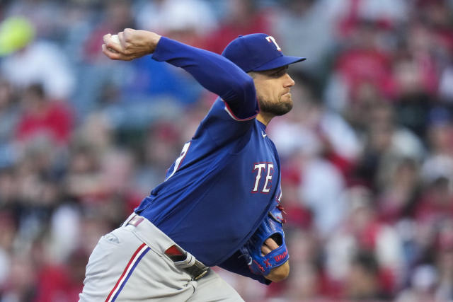 ANAHEIM, CA - MAY 06: Texas Rangers pitcher Nathan Eovaldi (17