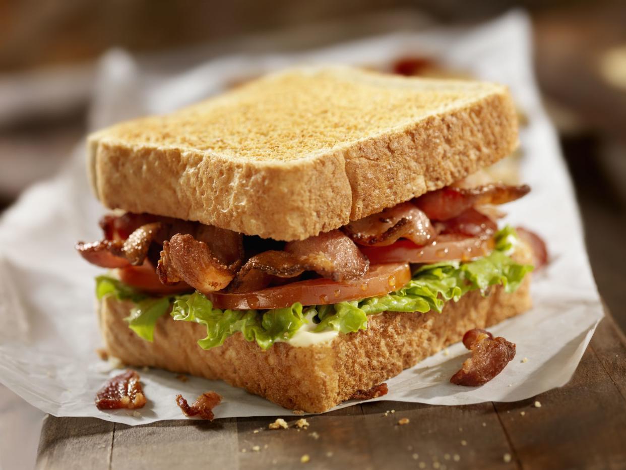 Bacon, Lettuce and Tomato Sandwich with Mayo and French Fries-Photographed on Hasselblad H3D2-39mb Camera