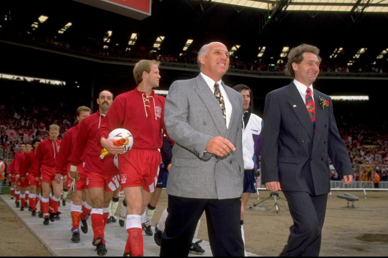 Anfield Icon | Ronnie Moran leads Liverpool out at Wembley ahead of the 1992 FA Cup final: Shaun Botterill/Allsport